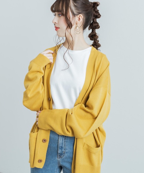 Rocky Monroe（ロッキーモンロー）の「ビッグシルエット アクリルニットルーズカーディガン / セーター 無地 ワンマイル ルームウェア（カーディガン/ボレロ・メンズ・パープル/ブラウン/ブラック/グレー/アイボリー/オリーブ/マスタード/ブルーグレー・XL/L/M）」の12枚目の写真