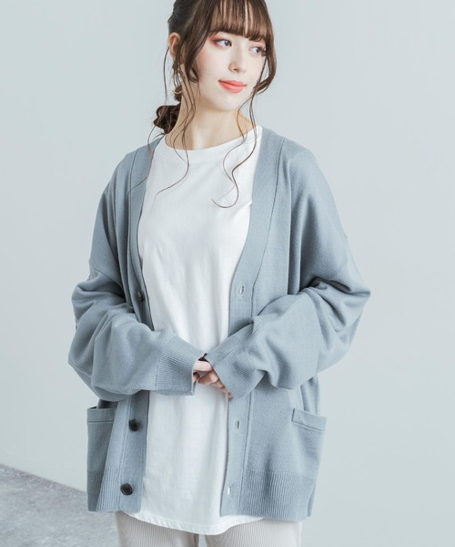 Rocky Monroe（ロッキーモンロー）の「ビッグシルエット アクリルニットルーズカーディガン / セーター 無地 ワンマイル ルームウェア（カーディガン/ボレロ・メンズ・パープル/ブラウン/ブラック/グレー/アイボリー/オリーブ/マスタード/ブルーグレー・XL/L/M）」の21枚目の写真