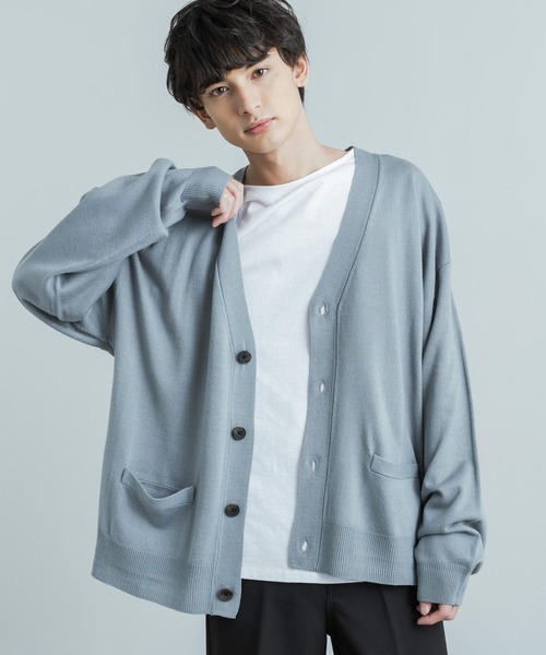 Rocky Monroe（ロッキーモンロー）の「ビッグシルエット アクリルニットルーズカーディガン / セーター 無地 ワンマイル ルームウェア（カーディガン/ボレロ・メンズ・パープル/ブラウン/ブラック/グレー/アイボリー/オリーブ/マスタード/ブルーグレー・XL/L/M）」の19枚目の写真