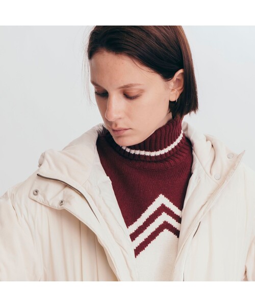 AIGLE（エーグル）の「撥水 リラックスモード ロングダウンコート（ダウンジャケット/コート・レディース・ライトブルー/アイボリー/ダークネイビー・38/36/40）」の9枚目の写真