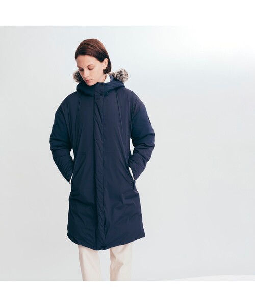 AIGLE（エーグル）の「撥水 リラックスモード ロングダウンコート（ダウンジャケット/コート・レディース・ライトブルー/アイボリー/ダークネイビー・38/36/40）」の16枚目の写真