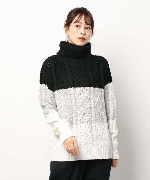 Bling Leads(ブリングリーズ)の「【Bling leads】5ゲージケーブル編み タートルネックニット(ニット/セーター・レディース・ライトグレー/ブラック/ブラウン/グレー/アイボリー/その他1/その他2/その他3・MEDIUM/LARGE/X-LARGE)」の7枚目の写真