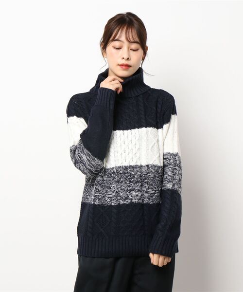 Bling Leads(ブリングリーズ)の「【Bling leads】5ゲージケーブル編み タートルネックニット(ニット/セーター・レディース・ライトグレー/ブラック/ブラウン/グレー/アイボリー/その他1/その他2/その他3・MEDIUM/LARGE/X-LARGE)」の8枚目の写真