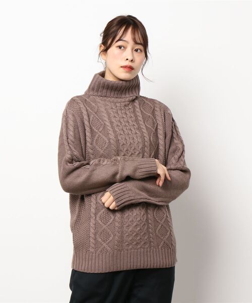 Bling Leads(ブリングリーズ)の「【Bling leads】5ゲージケーブル編み タートルネックニット(ニット/セーター・レディース・ライトグレー/ブラック/ブラウン/グレー/アイボリー/その他1/その他2/その他3・MEDIUM/LARGE/X-LARGE)」の5枚目の写真