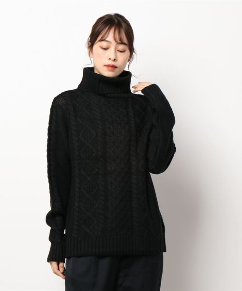 Bling Leads(ブリングリーズ)の「【Bling leads】5ゲージケーブル編み タートルネックニット(ニット/セーター・レディース・ライトグレー/ブラック/ブラウン/グレー/アイボリー/その他1/その他2/その他3・MEDIUM/LARGE/X-LARGE)」の3枚目の写真