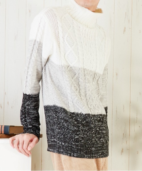Bling Leads(ブリングリーズ)の「【Bling leads】5ゲージケーブル編み タートルネックニット(ニット/セーター・レディース・ライトグレー/ブラック/ブラウン/グレー/アイボリー/その他1/その他2/その他3・MEDIUM/LARGE/X-LARGE)」の11枚目の写真