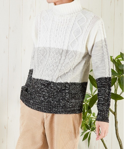 Bling Leads(ブリングリーズ)の「【Bling leads】5ゲージケーブル編み タートルネックニット(ニット/セーター・レディース・ライトグレー/ブラック/ブラウン/グレー/アイボリー/その他1/その他2/その他3・MEDIUM/LARGE/X-LARGE)」の12枚目の写真