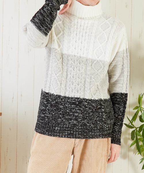 Bling Leads(ブリングリーズ)の「【Bling leads】5ゲージケーブル編み タートルネックニット(ニット/セーター・レディース・ライトグレー/ブラック/ブラウン/グレー/アイボリー/その他1/その他2/その他3・MEDIUM/LARGE/X-LARGE)」の13枚目の写真