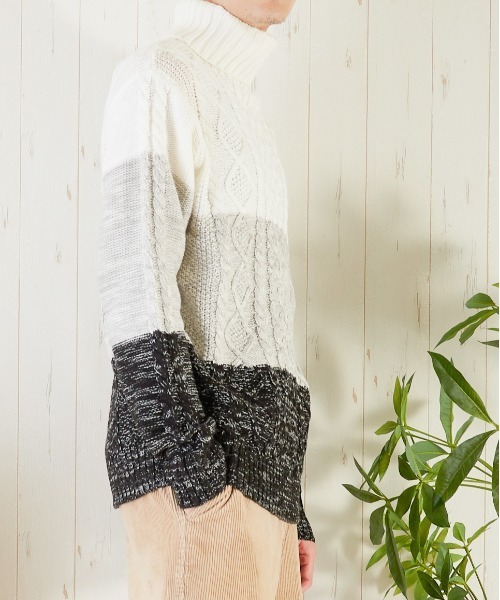 Bling Leads(ブリングリーズ)の「【Bling leads】5ゲージケーブル編み タートルネックニット(ニット/セーター・レディース・ライトグレー/ブラック/ブラウン/グレー/アイボリー/その他1/その他2/その他3・MEDIUM/LARGE/X-LARGE)」の15枚目の写真