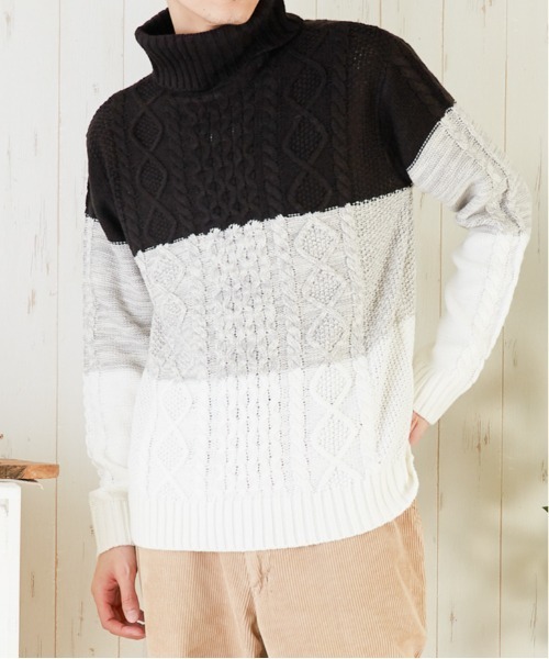 Bling Leads(ブリングリーズ)の「【Bling leads】5ゲージケーブル編み タートルネックニット(ニット/セーター・レディース・ライトグレー/ブラック/ブラウン/グレー/アイボリー/その他1/その他2/その他3・MEDIUM/LARGE/X-LARGE)」の21枚目の写真