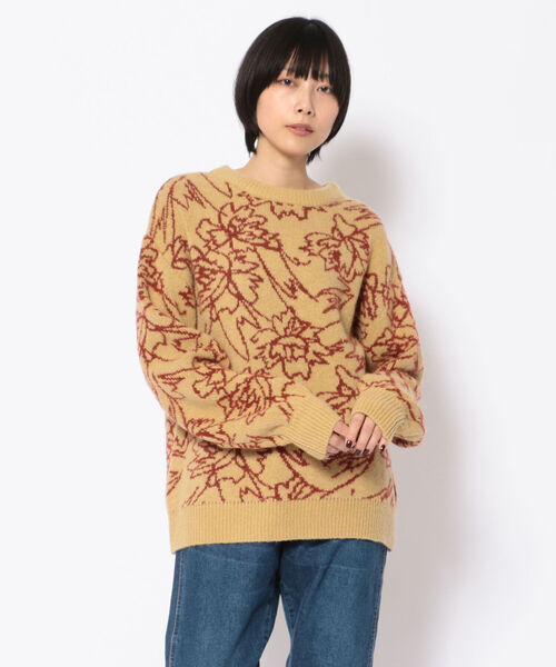 EACH.(イーチ)の「EACH(イーチ ) FLOWER JACQUARD KNIT(ニット/セーター・レディース・ブラウン/ベージュ・FREE)」の1枚目の写真