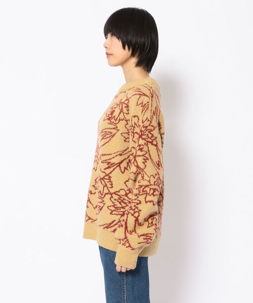 EACH.(イーチ)の「EACH(イーチ ) FLOWER JACQUARD KNIT(ニット/セーター・レディース・ブラウン/ベージュ・FREE)」の4枚目の写真