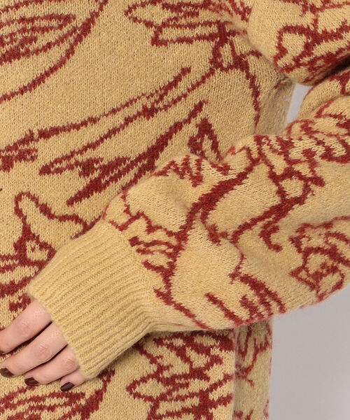 EACH.(イーチ)の「EACH(イーチ ) FLOWER JACQUARD KNIT(ニット/セーター・レディース・ブラウン/ベージュ・FREE)」の8枚目の写真