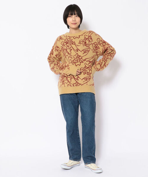 EACH.(イーチ)の「EACH(イーチ ) FLOWER JACQUARD KNIT(ニット/セーター・レディース・ブラウン/ベージュ・FREE)」の5枚目の写真