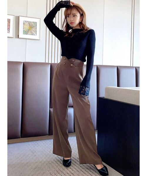 RESEXXY（リゼクシー）の「レースデザインニットトップス（ニット/セーター・レディース・ホワイト/ブラック/ベージュ・FREE）」の8枚目の写真