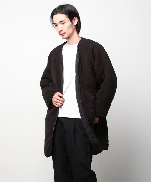 URBAN COLLECTION(アーバンコレクション)の「リバーシブル ノーカラーボアコート(ブルゾン・メンズ・ブラック/カーキ・XL/M/L)」の6枚目の写真