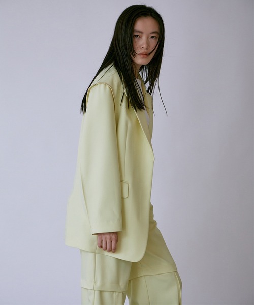 THINGS THAT MATTER(シングス ザット マター)の「THINGS THAT MATTER ECO TWILL TAILOR JACKET ARCHIVE COLLECTION (ARCHIVE COLLECTION)(テーラードジャケット・レディース・イエロー/ピンクベージュ・FREE)」の9枚目の写真