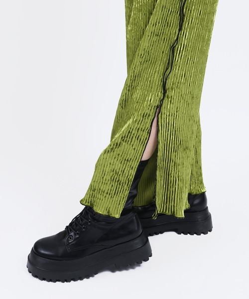 WC(ダブル シー)の「ベロアプリーツパンツ(スラックス・レディース・グリーン/ブラック・FREE)」の6枚目の写真