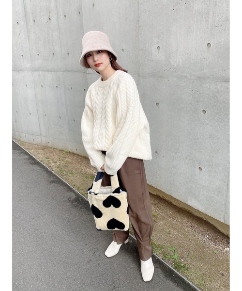 JUMELLE（ジュメロ）の「ハートエコファーバッグ（ハンドバッグ・レディース・アイボリー・FREE）」の3枚目の写真