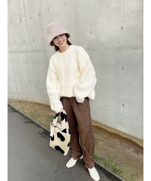 JUMELLE（ジュメロ）の「ハートエコファーバッグ（ハンドバッグ・レディース・アイボリー・FREE）」の4枚目の写真