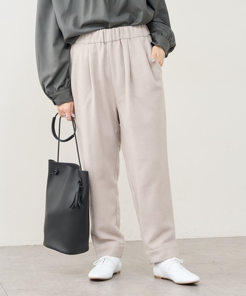 PUAL CE CIN（ピュアルセシン）の「ウール混ライトモッサテーパードパンツ（その他パンツ・レディース・チャコールグレー/ベージュ/ライトベージュ・FREE）」の4枚目の写真