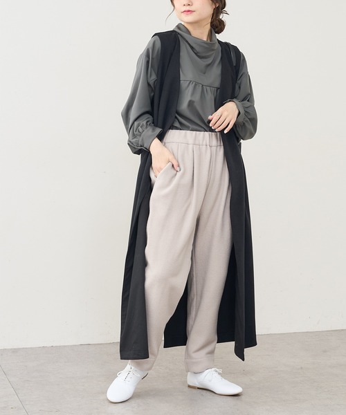 PUAL CE CIN（ピュアルセシン）の「ウール混ライトモッサテーパードパンツ（その他パンツ・レディース・チャコールグレー/ベージュ/ライトベージュ・FREE）」の8枚目の写真