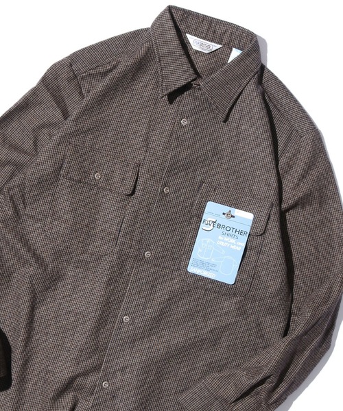 FIVE BROTHER（ファイブブラザー）の「FIVE BROTHER/ファイブブラザー HOUNDSTOOTH WORK SHIRT シャツ 千鳥柄 ワークシャツ アメカジ（シャツ/ブラウス・メンズ・ブラウン/ブルー・M/L）」の2枚目の写真