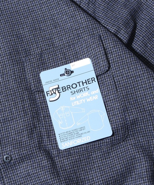 FIVE BROTHER（ファイブブラザー）の「FIVE BROTHER/ファイブブラザー HOUNDSTOOTH WORK SHIRT シャツ 千鳥柄 ワークシャツ アメカジ（シャツ/ブラウス・メンズ・ブラウン/ブルー・M/L）」の8枚目の写真