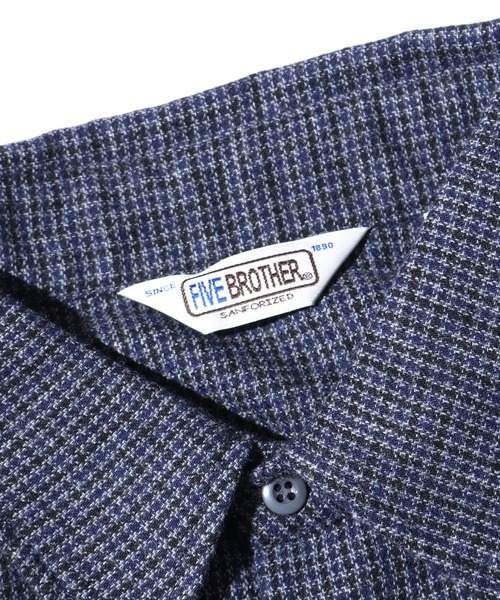 FIVE BROTHER（ファイブブラザー）の「FIVE BROTHER/ファイブブラザー HOUNDSTOOTH WORK SHIRT シャツ 千鳥柄 ワークシャツ アメカジ（シャツ/ブラウス・メンズ・ブラウン/ブルー・M/L）」の4枚目の写真