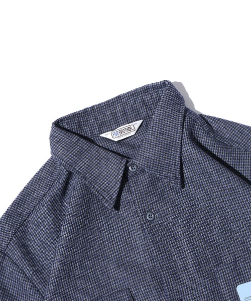 FIVE BROTHER（ファイブブラザー）の「FIVE BROTHER/ファイブブラザー HOUNDSTOOTH WORK SHIRT シャツ 千鳥柄 ワークシャツ アメカジ（シャツ/ブラウス・メンズ・ブラウン/ブルー・M/L）」の7枚目の写真