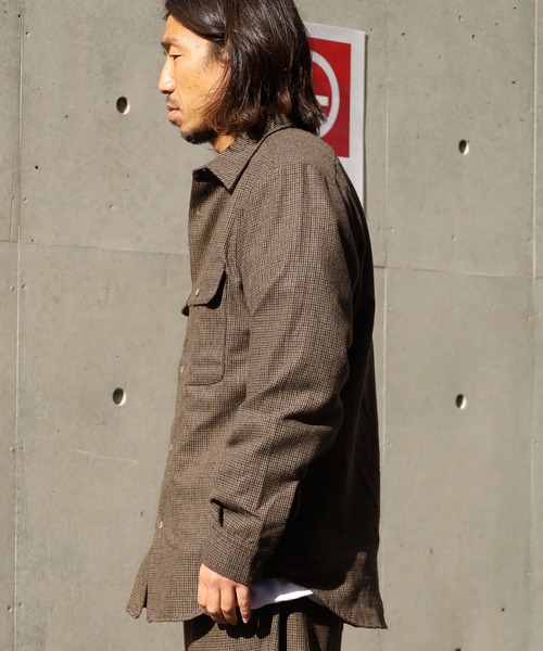 FIVE BROTHER（ファイブブラザー）の「FIVE BROTHER/ファイブブラザー HOUNDSTOOTH WORK SHIRT シャツ 千鳥柄 ワークシャツ アメカジ（シャツ/ブラウス・メンズ・ブラウン/ブルー・M/L）」の9枚目の写真