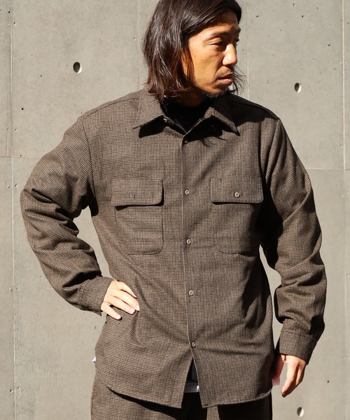 FIVE BROTHER（ファイブブラザー）の「FIVE BROTHER/ファイブブラザー HOUNDSTOOTH WORK SHIRT シャツ 千鳥柄 ワークシャツ アメカジ（シャツ/ブラウス・メンズ・ブラウン/ブルー・M/L）」の11枚目の写真