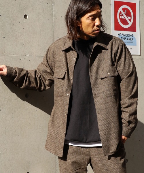 FIVE BROTHER（ファイブブラザー）の「FIVE BROTHER/ファイブブラザー HOUNDSTOOTH WORK SHIRT シャツ 千鳥柄 ワークシャツ アメカジ（シャツ/ブラウス・メンズ・ブラウン/ブルー・M/L）」の12枚目の写真