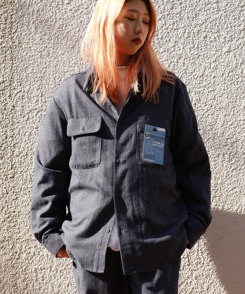 FIVE BROTHER（ファイブブラザー）の「FIVE BROTHER/ファイブブラザー HOUNDSTOOTH WORK SHIRT シャツ 千鳥柄 ワークシャツ アメカジ（シャツ/ブラウス・メンズ・ブラウン/ブルー・M/L）」の13枚目の写真