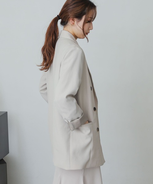 SENSE OF PLACE by URBAN RESEARCH（センスオブプレイスバイアーバンリサーチ）の「カルゼテーラードジャケット（テーラードジャケット・レディース・ブラック/ライトベージュ・ONE）」の4枚目の写真