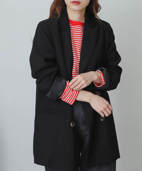 SENSE OF PLACE by URBAN RESEARCH（センスオブプレイスバイアーバンリサーチ）の「カルゼテーラードジャケット（テーラードジャケット・レディース・ブラック/ライトベージュ・ONE）」の13枚目の写真