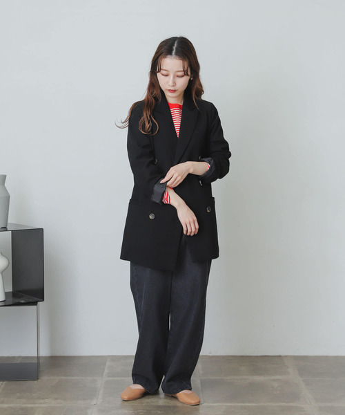 SENSE OF PLACE by URBAN RESEARCH（センスオブプレイスバイアーバンリサーチ）の「カルゼテーラードジャケット（テーラードジャケット・レディース・ブラック/ライトベージュ・ONE）」の17枚目の写真