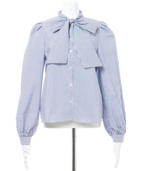 INGNI（イング）の「ボウタイ／ブラウス／A（シャツ/ブラウス・レディース・ブラック/オフホワイト/ブルー系1・M）」の4枚目の写真