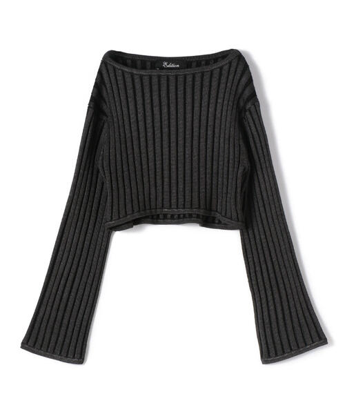 EDITION（エディション）の「BLIGHT RAYON WIDE RIB レーヨンポリエステル クロップドニット（ニット/セーター・レディース・ホワイト系その他/ブラック系その他・FREE）」の2枚目の写真