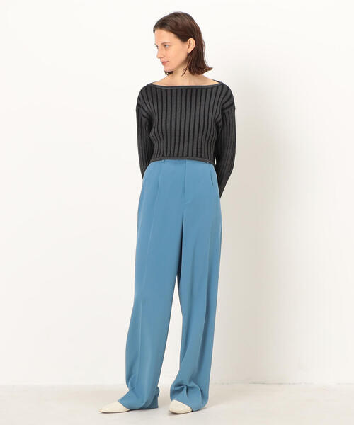 EDITION（エディション）の「BLIGHT RAYON WIDE RIB レーヨンポリエステル クロップドニット（ニット/セーター・レディース・ホワイト系その他/ブラック系その他・FREE）」の4枚目の写真