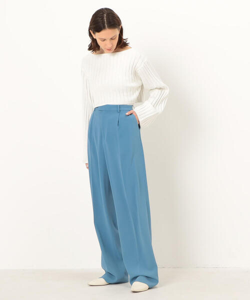 EDITION（エディション）の「BLIGHT RAYON WIDE RIB レーヨンポリエステル クロップドニット（ニット/セーター・レディース・ホワイト系その他/ブラック系その他・FREE）」の6枚目の写真