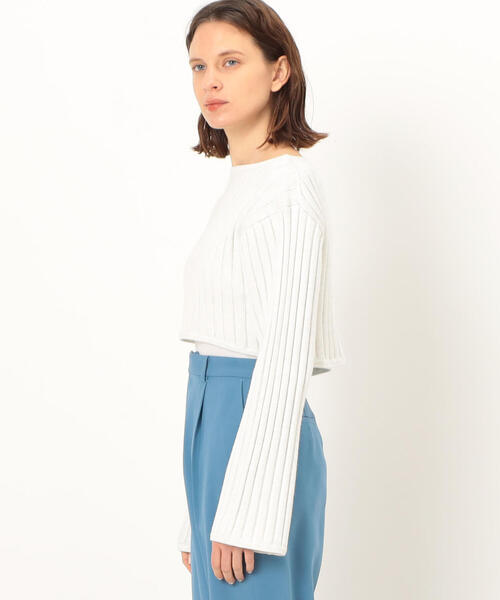 EDITION（エディション）の「BLIGHT RAYON WIDE RIB レーヨンポリエステル クロップドニット（ニット/セーター・レディース・ホワイト系その他/ブラック系その他・FREE）」の8枚目の写真