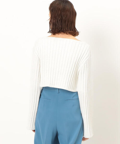 EDITION（エディション）の「BLIGHT RAYON WIDE RIB レーヨンポリエステル クロップドニット（ニット/セーター・レディース・ホワイト系その他/ブラック系その他・FREE）」の9枚目の写真