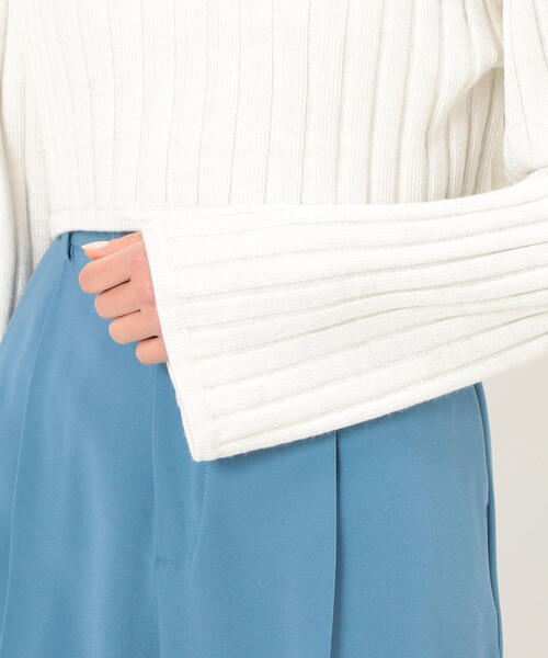 EDITION（エディション）の「BLIGHT RAYON WIDE RIB レーヨンポリエステル クロップドニット（ニット/セーター・レディース・ホワイト系その他/ブラック系その他・FREE）」の12枚目の写真