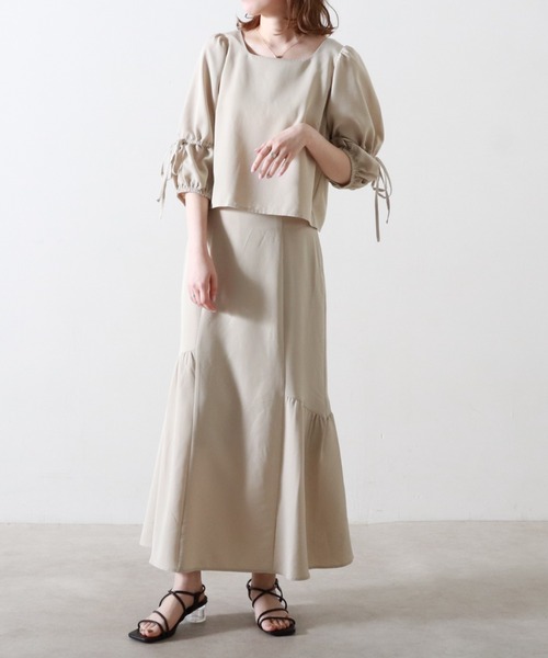 Cheek（チーク）の「アシメマーメイドスカート（スカート・レディース・カーキ/グレイッシュベージュ/イエロー・FREE）」の8枚目の写真