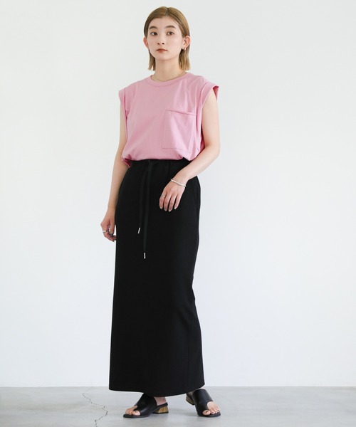 select MOCA(セレクトモカ)の「スリーブデザインオーガニックコットントップス(Tシャツ/カットソー・レディース・ホワイト/ブラック/ピンク/ブルーグリーン・FREE)」の5枚目の写真