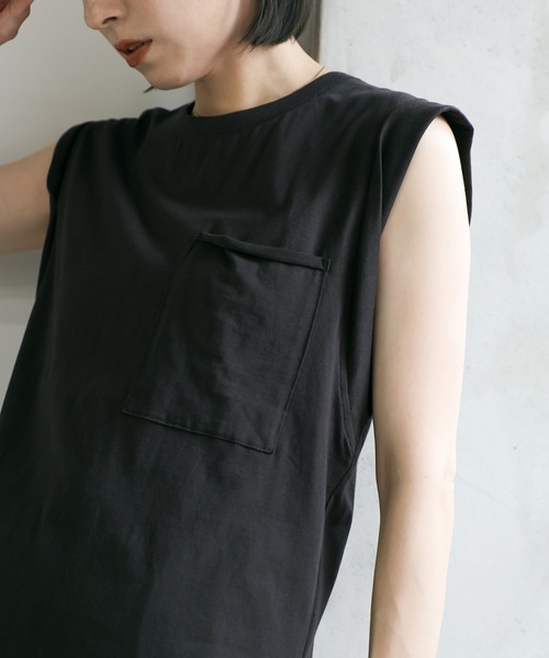 select MOCA(セレクトモカ)の「スリーブデザインオーガニックコットントップス(Tシャツ/カットソー・レディース・ホワイト/ブラック/ピンク/ブルーグリーン・FREE)」の16枚目の写真