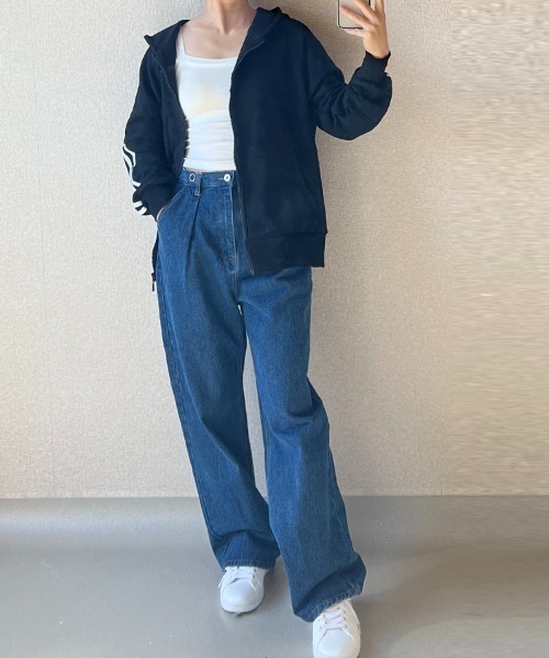 Coo+i(クーイ)の「オーバーサイズラインパーカー(パーカー・レディース・グレー/ブラック・FREE)」の21枚目の写真