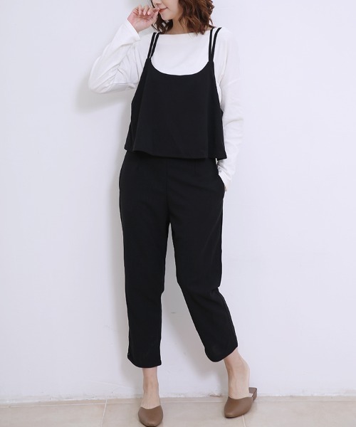 Doux Belle（ドゥーベル）の「バッククロスキャミオールインワン（サロペット/オーバーオール・レディース・ブラック/グレー/グリーン/ブルー/ベージュ・MEDIUM/LARGE/X-LARGE/XX-LARGE/SMALL）」の11枚目の写真