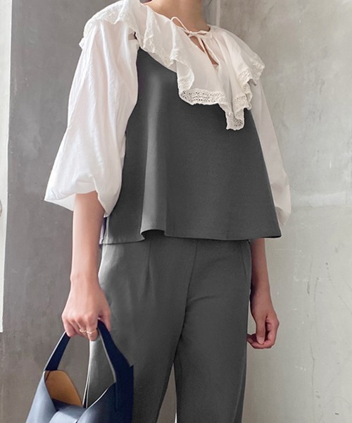 Doux Belle（ドゥーベル）の「バッククロスキャミオールインワン（サロペット/オーバーオール・レディース・ブラック/グレー/グリーン/ブルー/ベージュ・MEDIUM/LARGE/X-LARGE/XX-LARGE/SMALL）」の19枚目の写真